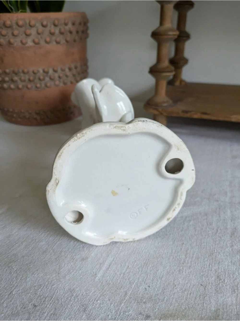 RARE Retro 1980's FITZ & FLOYD JAPAN Flamingo PORCELAIN Candle Holder White - Picture 7 of 7